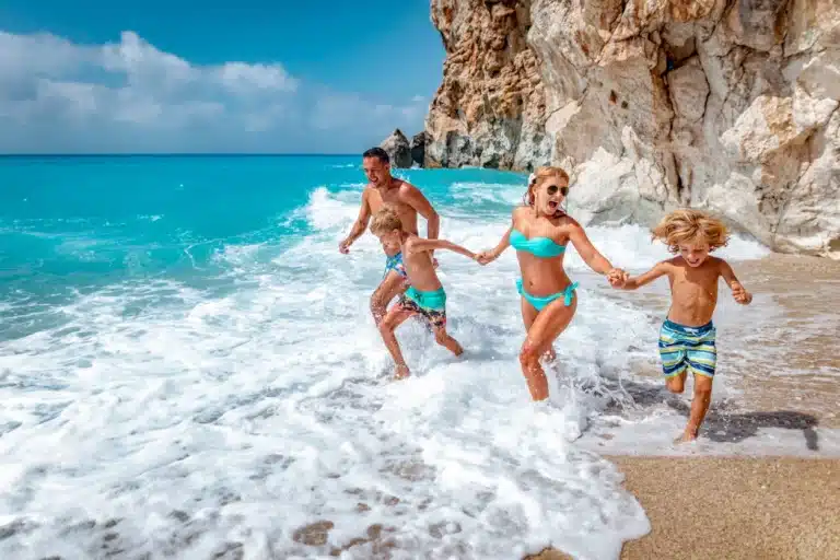 Family on a beach on vacation