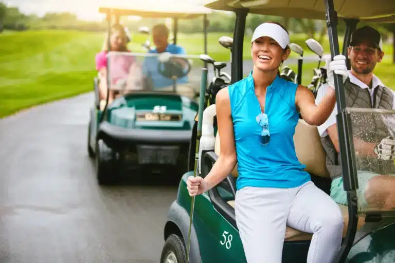 Golf players on the golf court of a hotel